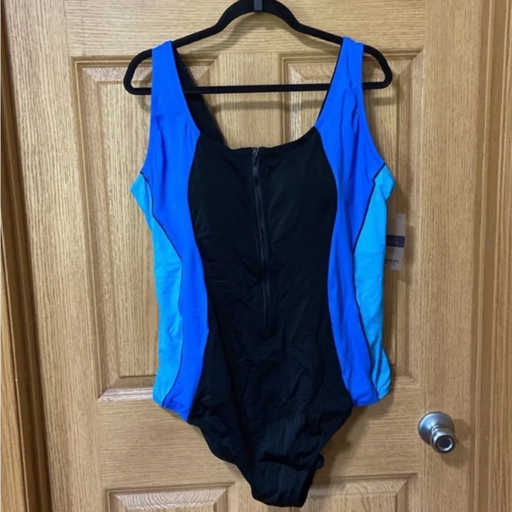 Swimsuits For All New Zip Front Sporty Active One Piece Plus Size 20 swim tank - Picture 3 of 4